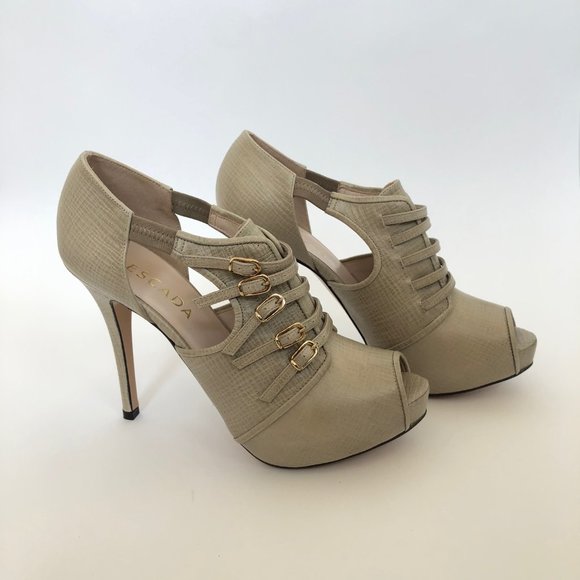 NWT Escada Peep Toe Leather Platform Heels, EU 37.5 - Picture 2 of 9